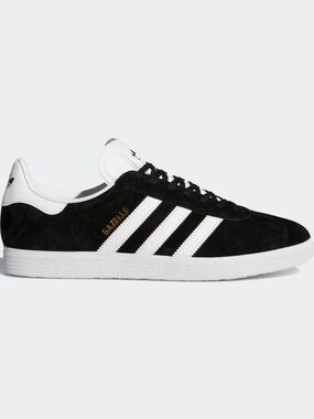 adidas Black and White Suede Sneakers with White Stripes gazelle